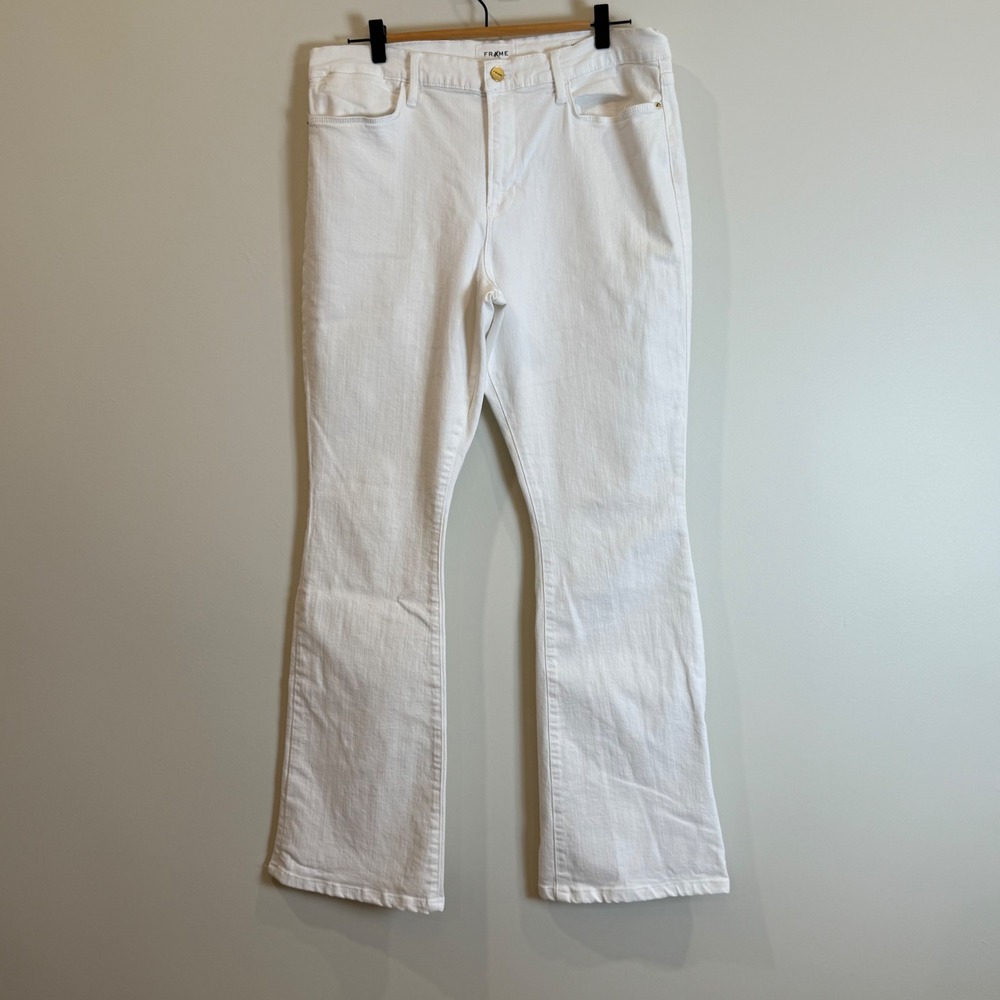 FRAME Le High Flare Jeans Women's Size 34 White Denim High Rise